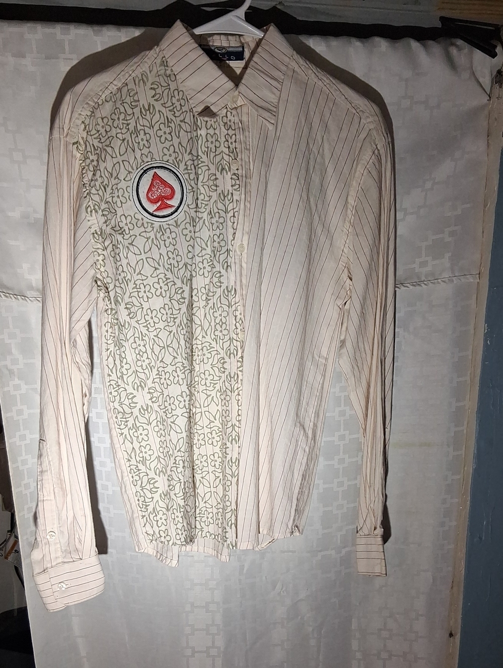 Set men's wear royal flibustier pinstripe/floral embroidered shirt button down